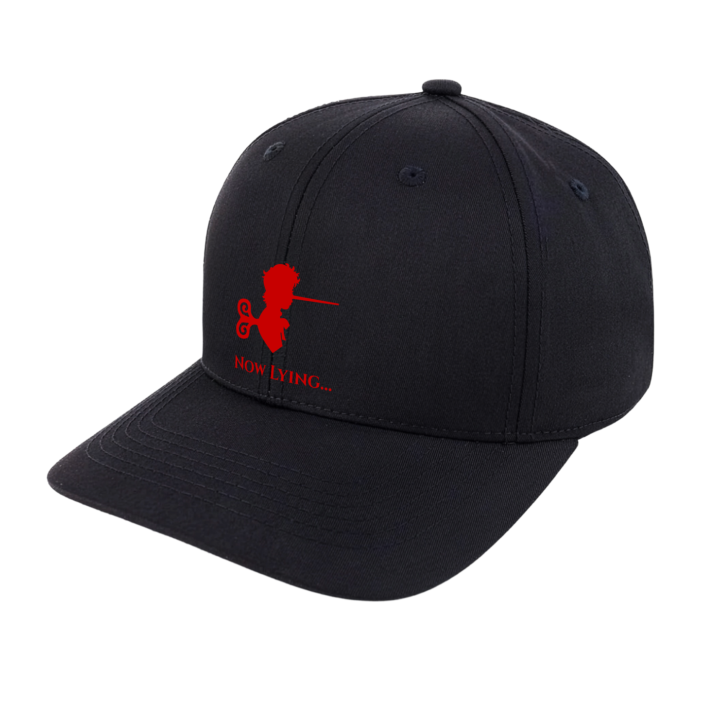 Lies of P - Embroidered "Now Lying Cotton Twill Cap (Red on Black)