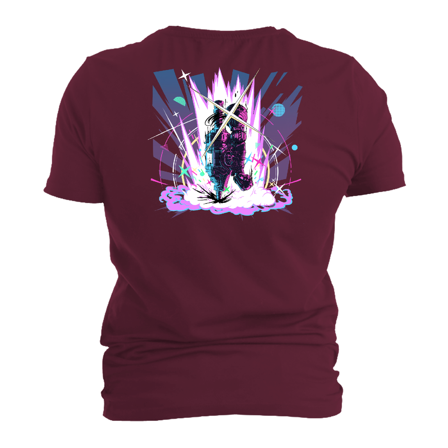 Lies of P - Deus Ex Machina Front Chest Logo/Full Back Print T Shirt  (Burgandy Body)