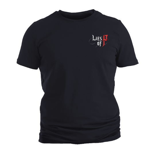 Lies of P - Left Arm of Steel Front Chest Logo/Full Back Print T Shirt (Black Body)