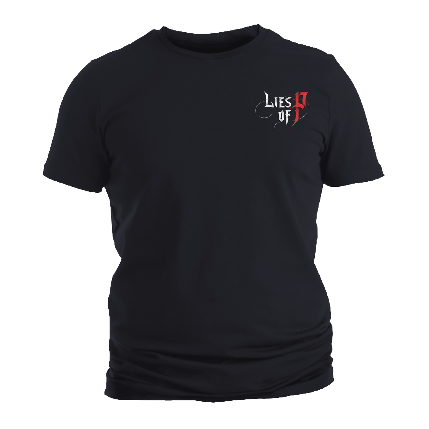 Lies of P - Puppet String T-Shirt - LoP Chest Logo, Graphic on Back (Black, Royal Blue, Orange)
