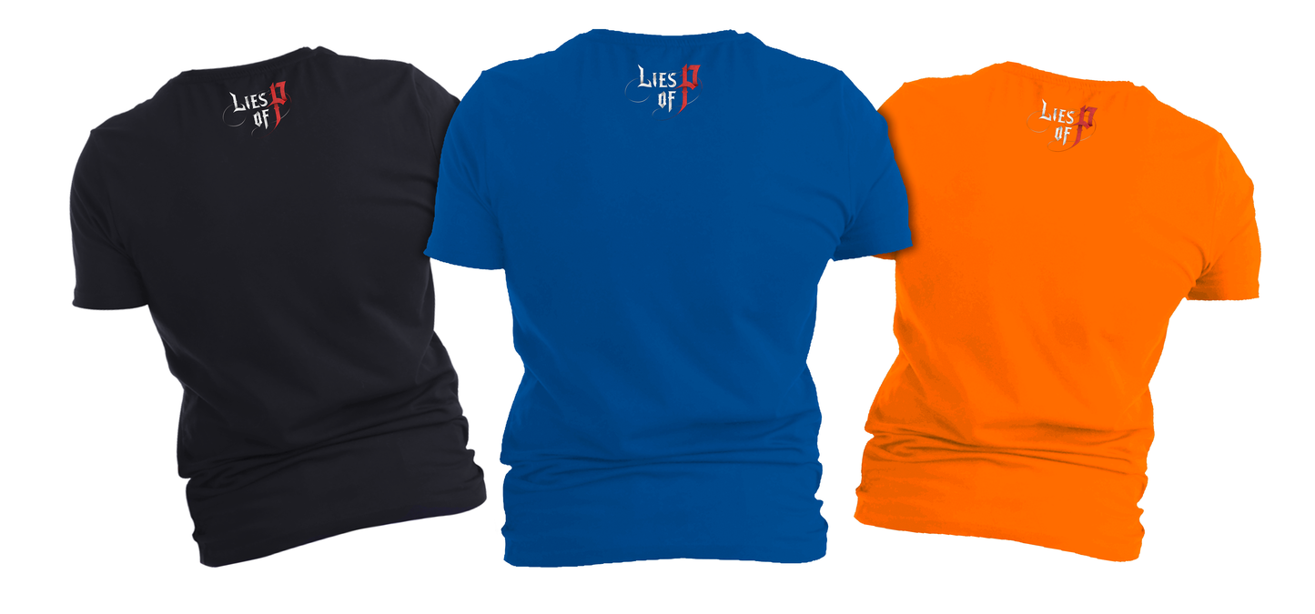 Lies of P - Puppet String T-Shirt - Graphic on Front, Logo on Back (Black, Royal Blue, Orange)
