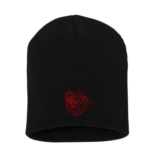 Lies of P - Embroidered "P Organ" Knit Beanie (Red on Black)